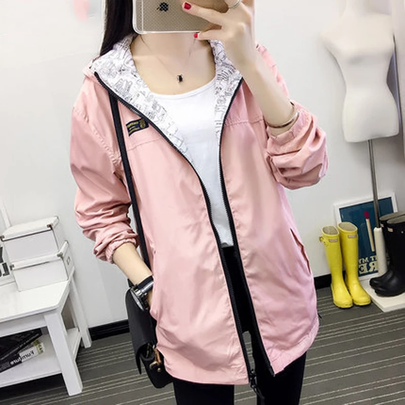 Spring and Autumn Women's College wind jacket long-sleeved Korean students loose two-sided wear thin short jacket
Spring and Autumn Women's College wind jacket long-sleeved Korean students loose two-sided wear thin short jacket