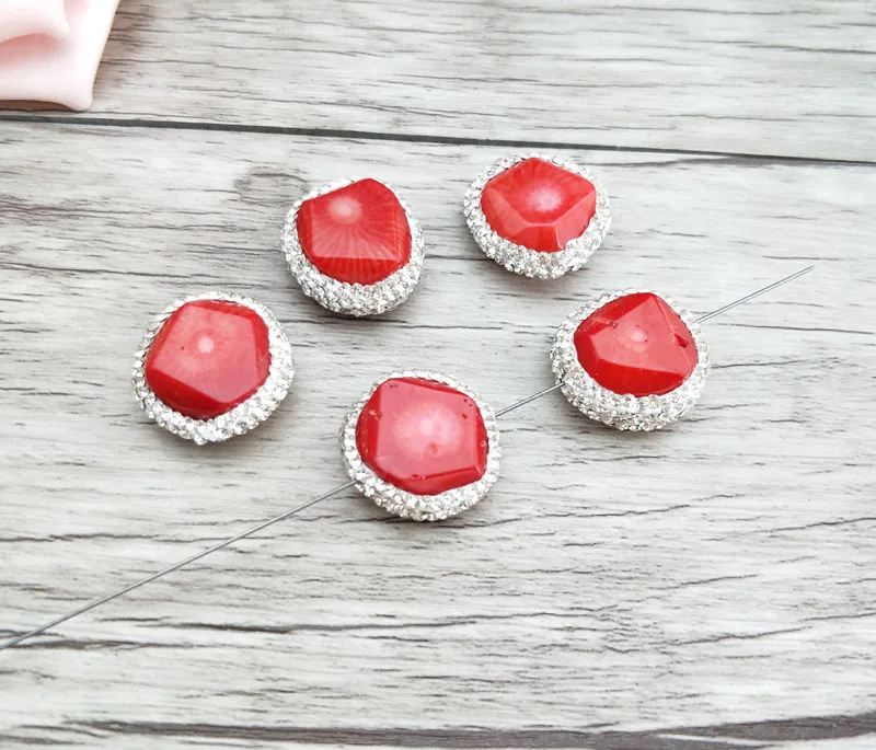 10 Pieces Natural Coral Druzy Stone With Pave crystal Connector Spacer Bead For DIY Making Bracelet necklace women Jewelry BD340
10 Pieces Natural Coral Druzy Stone With Pave crystal Connector Spacer Bead For DIY Making Bracelet necklace women Jewelry BD340