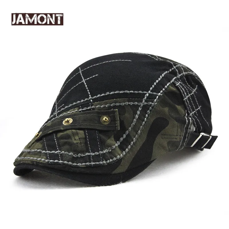 

JAMONT Vintage Army Green Newsboy Hat British Cap NEW Camouflage Casual Visors Peaked Outdoor Sport Hat for Men Women Adjustable