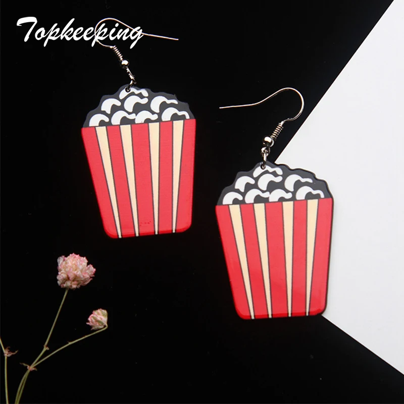 Topkeeping модный бренд уха ювелирные Творческий мультфильм Еда попкорн мороженое