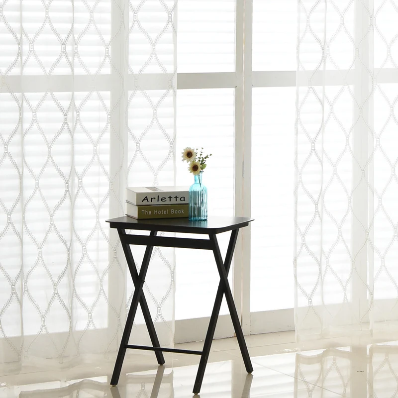 White Sheer Curtains for Living Room Decoration Plaid Embroidered Tulle Fabric Modern Window Curtain
White Sheer Curtains for Living Room Decoration Plaid Embroidered Tulle Fabric Modern Window Curtain