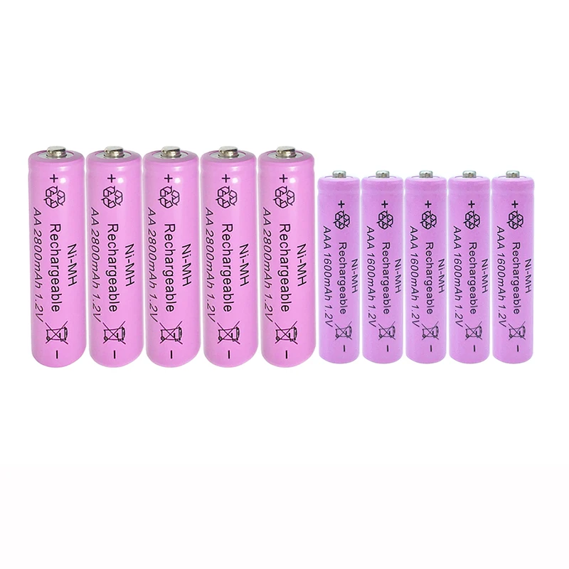 8pcsAA 2800mAh 2A 5 # aa 1 2 v Ni MH аккумуляторные батареи + 8pcsAAA 7 #1600mAh 3A aaa #1 led