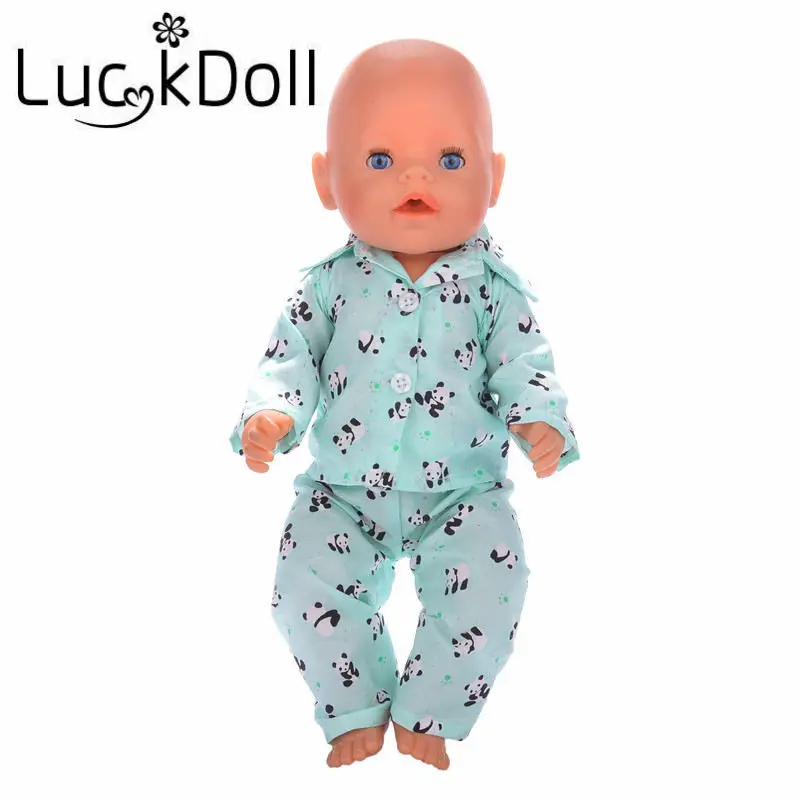 Пижама LUCKDOLL с принтом панды подходит для 18-дюймовых американских кукол 43 см