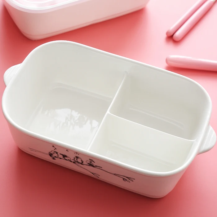 900ML High Quality Ceramic Food Container Microwave Food Storage Container Box With Lid
900ML High Quality Ceramic Food Container Microwave Food Storage Container Box With Lid