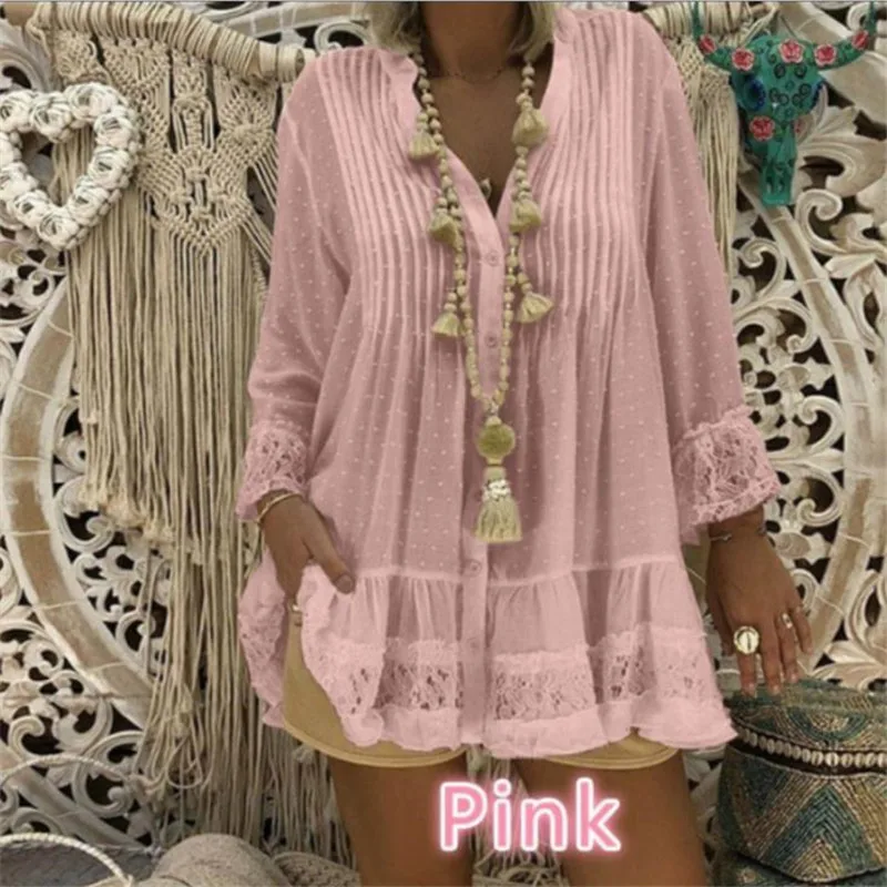 2019 fashion Large Size Lace Chiffon Loose Blouse Tops Boho Long Sleeve V-Neck Shirt Female Plus Size 4xl 5xl HC087
2019 fashion Large Size Lace Chiffon Loose Blouse Tops Boho Long Sleeve V-Neck Shirt Female Plus Size 4xl 5xl HC087