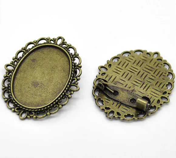 DoreenBeads Цинковый металлический сплав + броши находки овальные из античной бронзы с