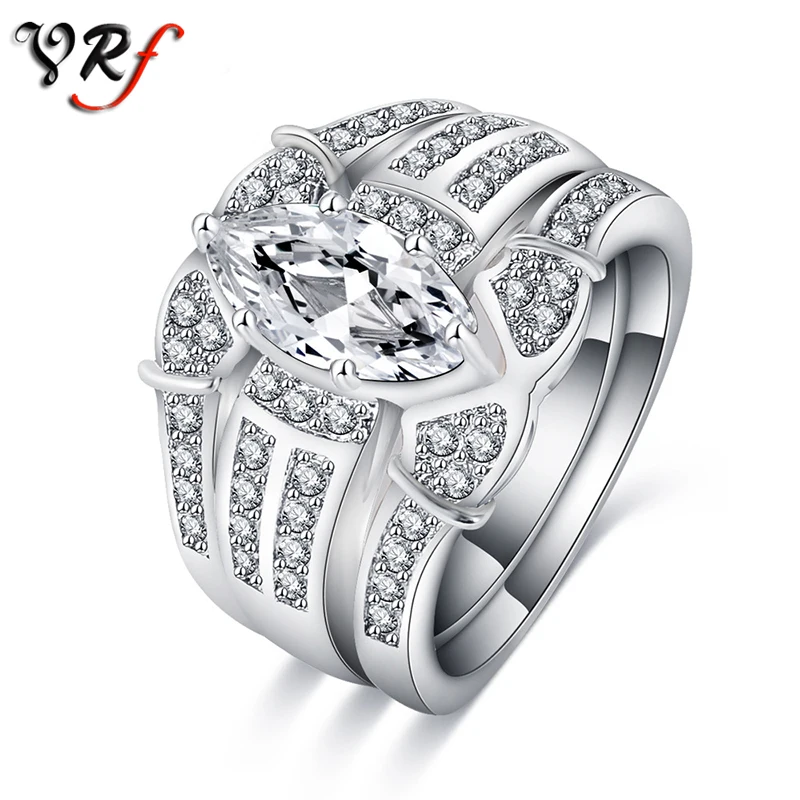 VRF Обручение широкий кольцо серебряные Цвет Роскошные Bijoux Кольца для Для женщин