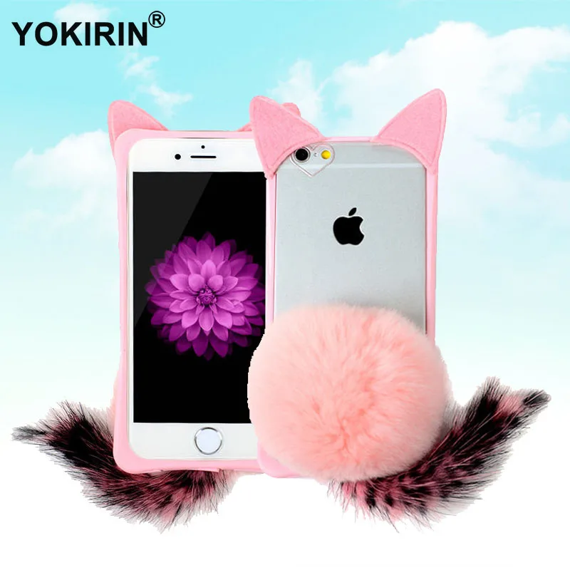 YOKIRIN 3D милый плюшевый чехол с кошачьими ушками и хвостом из мягкого ТПУ