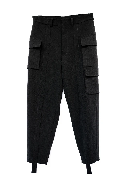 

27-44! Мужские брюки большого размера, повседневные домашние черные брюки составного кроя с несколькими карманами, оригинальный дизайн, осень...
