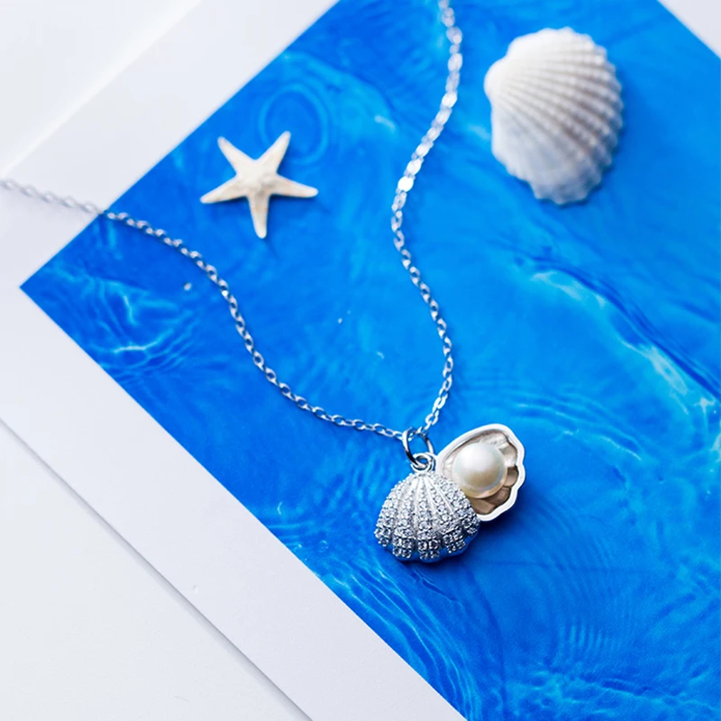 PONYKISS Romantic 100% 925 Sterling Silver Zircon Shell Pearl Pendant Necklace For Women Party Fashion Cute Accessory Fine Gift
PONYKISS Romantic 100% 925 Sterling Silver Zircon Shell Pearl Pendant Necklace For Women Party Fashion Cute Accessory Fine Gift