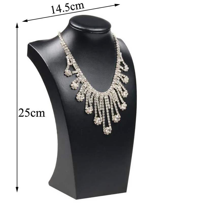 Luxury Black PU Leather Jewelry Display Necklaces Bust Pendants Stand Choker Holder Jewelry Rack Show 3 Options Model 
Luxury Black PU Leather Jewelry Display Necklaces Bust Pendants Stand Choker Holder Jewelry Rack Show 3 Options Model