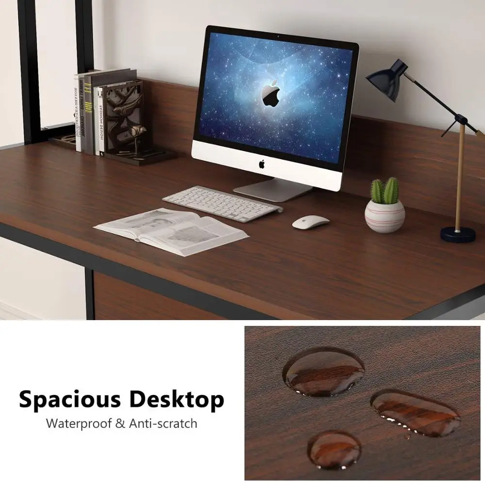 55" Large Computer Desk with Hutch, Modern Writing Desk with Bookshelf, PC Laptop Study Table Workstation for Home Black/ Cherry
55" Large Computer Desk with Hutch, Modern Writing Desk with Bookshelf, PC Laptop Study Table Workstation for Home Black/ Cherry