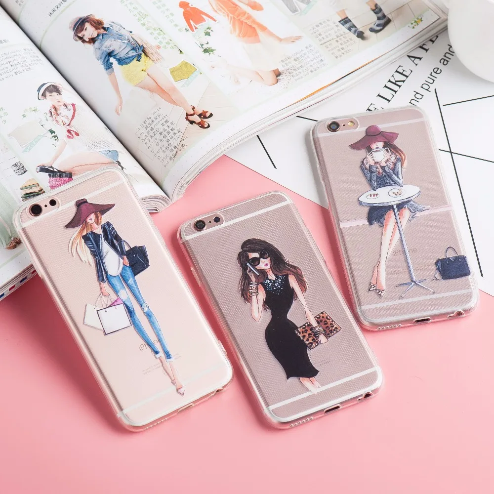 Чехлы Napeyin для iphone 6 6s Plus модное платье сексуальные девушки ТПУ прозрачный мягкий