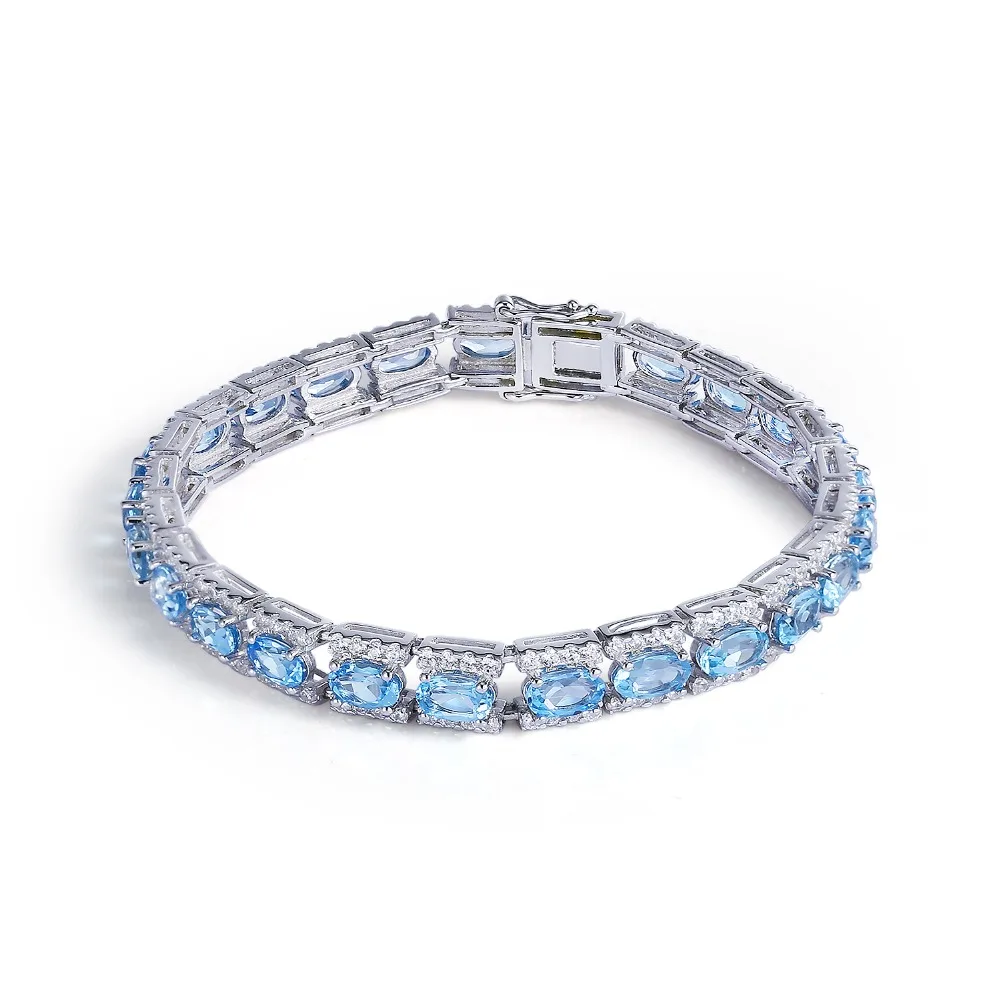 GEM'S BALLET 925 Sterling Silver Bracelets & Bangles Fine Jewelry Natural Blue Topaz Bracelet pulseras plata de ley 925 mujer
GEM'S BALLET 925 Sterling Silver Bracelets & Bangles Fine Jewelry Natural Blue Topaz Bracelet pulseras plata de ley 925 mujer