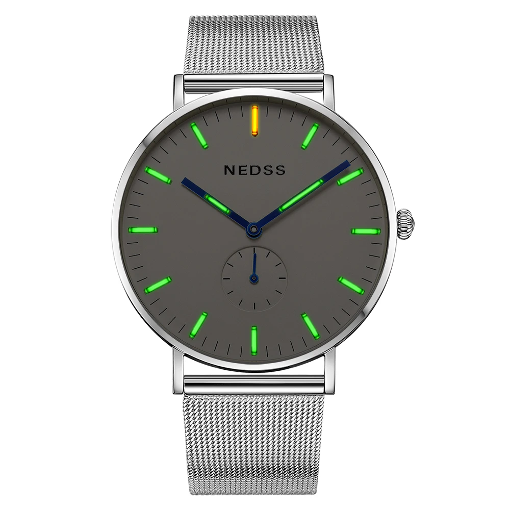 

NEDSS Top style Luxury couple Watch Watches Reloj Hombre Clock Men Stainless Steel Mesh band sapphire glass Chronograph lover wa