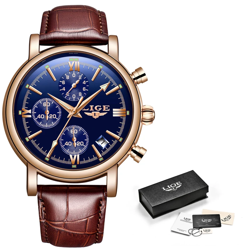 New LIGE Mens Watches Casual Fashion Watch MenLeather Sport Waterproof Chronograph Watch Luminous Clock Relogio Masculino+Box
New LIGE Mens Watches Casual Fashion Watch MenLeather Sport Waterproof Chronograph Watch Luminous Clock Relogio Masculino+Box