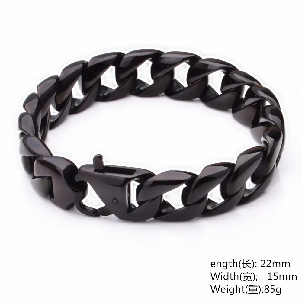 15mm Polished New 316L Stainless Steel Black Color Handmade Cuban Curb Chain Men's Unisex's Bracelet Bangle 8.66" Christmas Gift
15mm Polished New 316L Stainless Steel Black Color Handmade Cuban Curb Chain Men's Unisex's Bracelet Bangle 8.66" Christmas Gift
