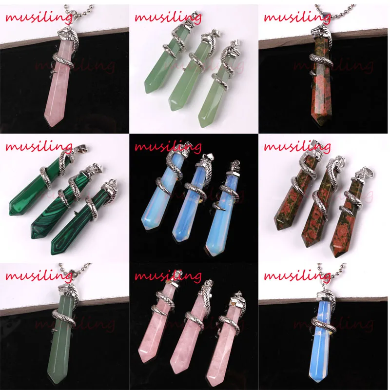Natural Stone Hexagon Prism Snake Pendants Pendulum Charms Reiki Chakra Health Amulet Fashion Jewelry Mix 12X
Natural Stone Hexagon Prism Snake Pendants Pendulum Charms Reiki Chakra Health Amulet Fashion Jewelry Mix 12X