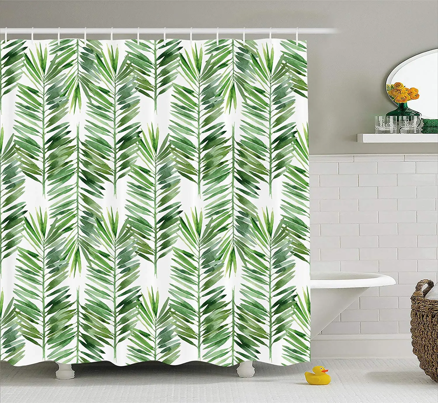Palm Tree Decor Shower Curtain Watercolor Tropical Tree Branch Evergreen Leaf Featured Artsy Plant Lush Design
Palm Tree Decor Shower Curtain Watercolor Tropical Tree Branch Evergreen Leaf Featured Artsy Plant Lush Design