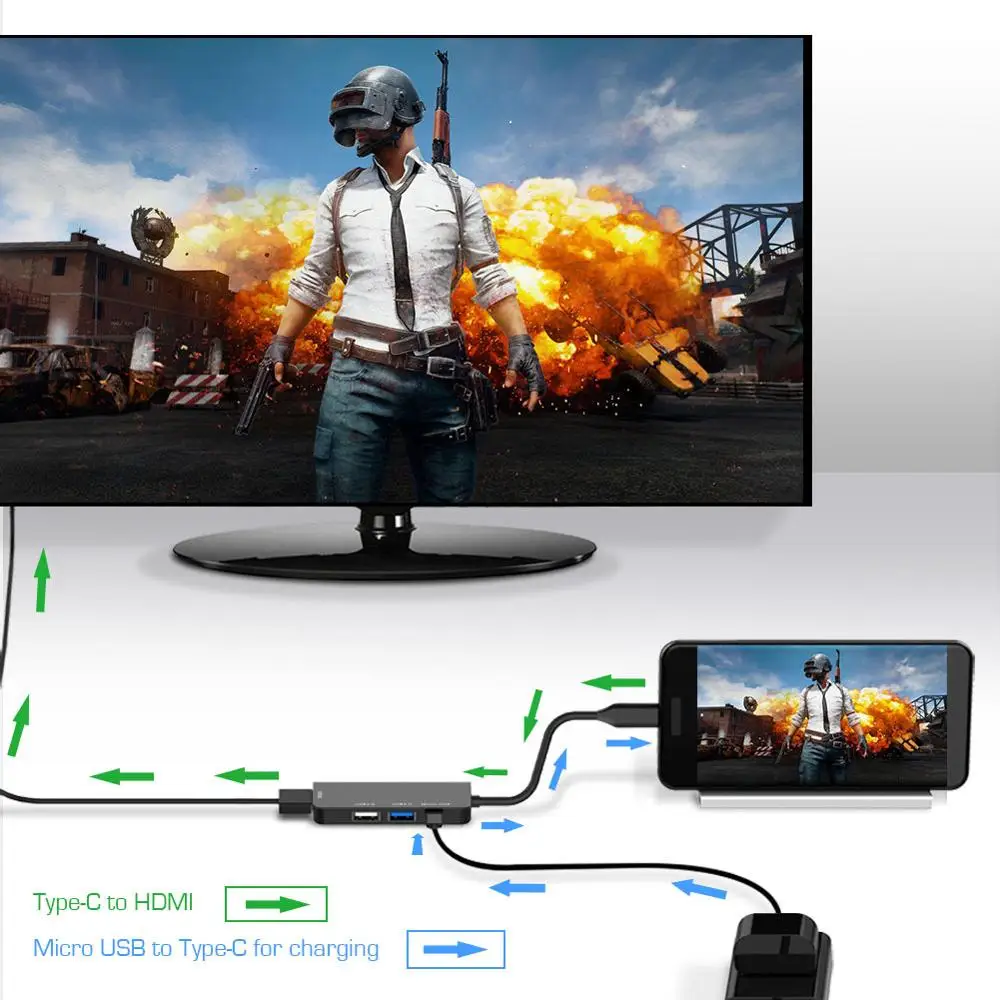 4 в 1 4K 1080p Type c к HDMI/Micro USB/USB 3 0/USB 2 0 HDMI Hub USB коммутатор|Кабели VGA| |