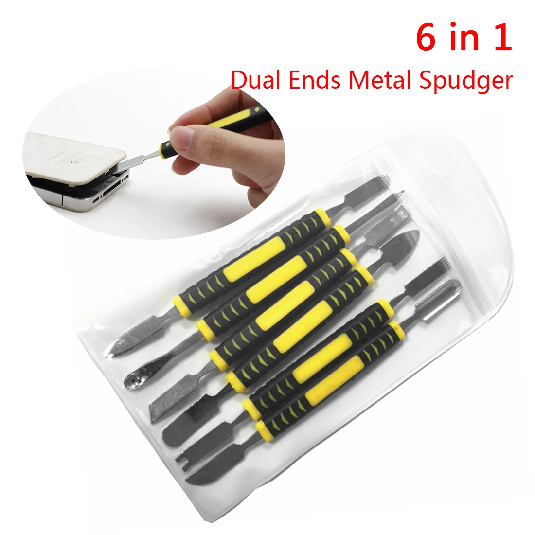 Dual Ends Metal Spudger 6pcs Hand Tool Set for iPhone iPad Tablet Mobile Phone Prying Opening Repair Tool Crowbar Disassemble
Dual Ends Metal Spudger 6pcs Hand Tool Set for iPhone iPad Tablet Mobile Phone Prying Opening Repair Tool Crowbar Disassemble