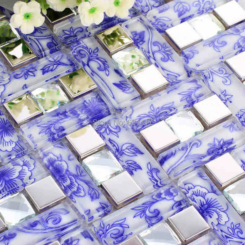 blue flower glass mosaic mixed metal and diamond tile kitchen backsplash bathroom shower tiles swimming pool mosaic tiles
blue flower glass mosaic mixed metal and diamond tile kitchen backsplash bathroom shower tiles swimming pool mosaic tiles