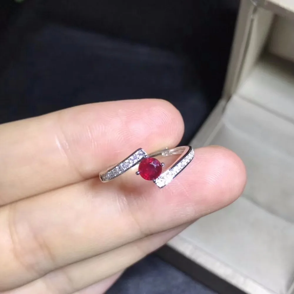 Uloveido натуральный рубин кольцо для свадьбы 925 пробы серебро 4*4 мм