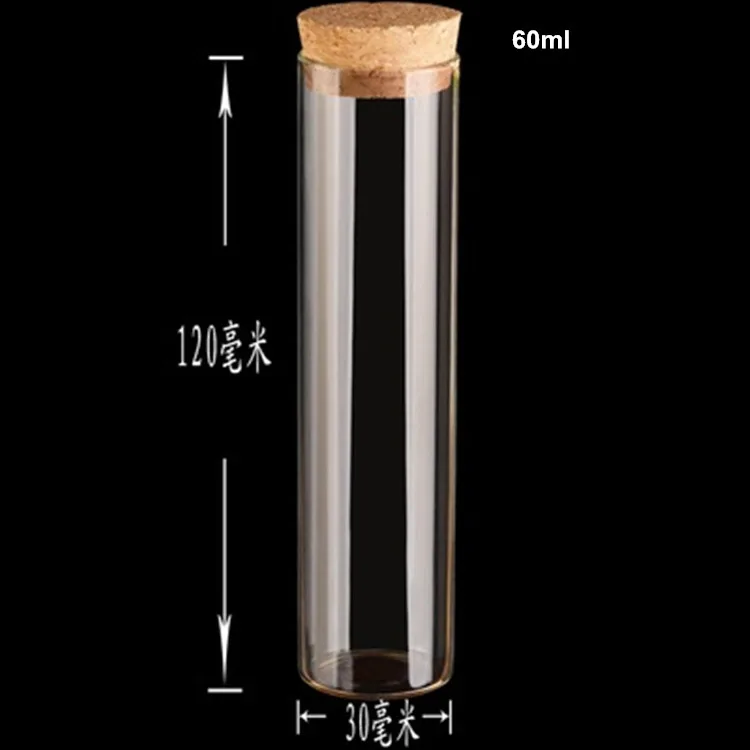 

30*120mm 60ml Glass Bottles Vials Jars Test Tube With Cork Stopper Empty Glass Transparent Clear Bottles 30pcs/lot