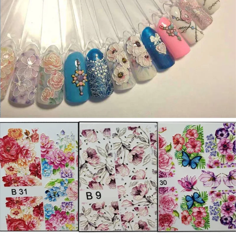 Acrylic Engraved 3D DIY Flower Nail Sticker Embossed Flower Patterns Nail Water Slide Decals Nail Decorations
Acrylic Engraved 3D DIY Flower Nail Sticker Embossed Flower Patterns Nail Water Slide Decals Nail Decorations