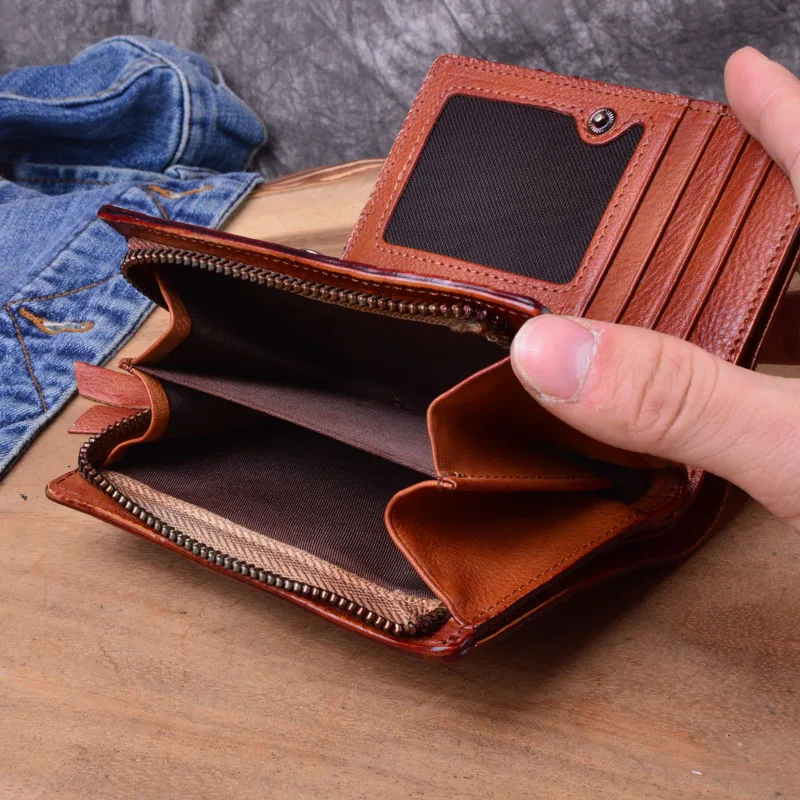 EUMOAN дизайнерские Винтаж бумажник Для мужчин ручной работы 100% натуральные