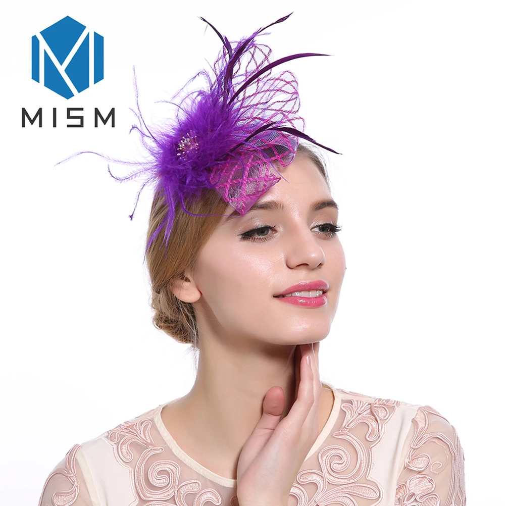 M MISM Ретро стиль Вуалетка перьевая повязка для волос Цветочная модные вечерние