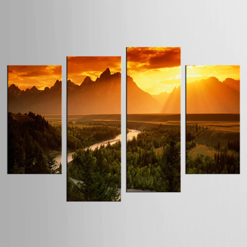 4 Panels/Set Unframed Sunset Mountain Beautiful Landscape Painting HD Printings Living Room Decor Modern Modular Picture
4 Panels/Set Unframed Sunset Mountain Beautiful Landscape Painting HD Printings Living Room Decor Modern Modular Picture