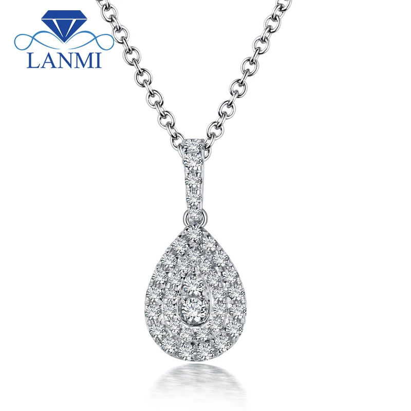 LANMI New Arrival Solid 14K White Gold Pear Shape Natural Diamond Pendant Jewelry for Women Wedding
LANMI New Arrival Solid 14K White Gold Pear Shape Natural Diamond Pendant Jewelry for Women Wedding