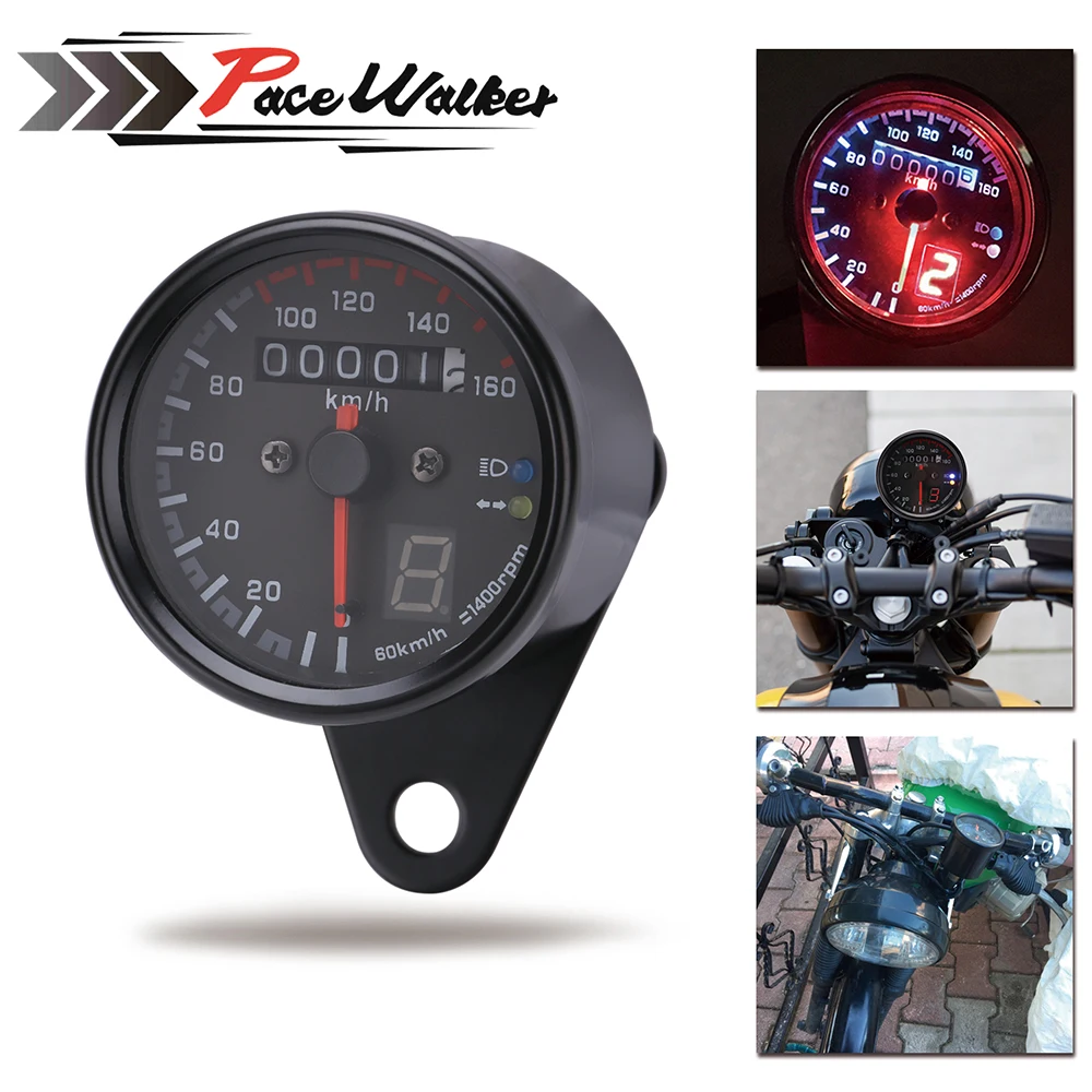 Free Shipping Universal Motorcycle Cafe Racer Speedometer odometer Gauge 0-160 km/u Instrument with LED Indicator
Free Shipping Universal Motorcycle Cafe Racer Speedometer odometer Gauge 0-160 km/u Instrument with LED Indicator