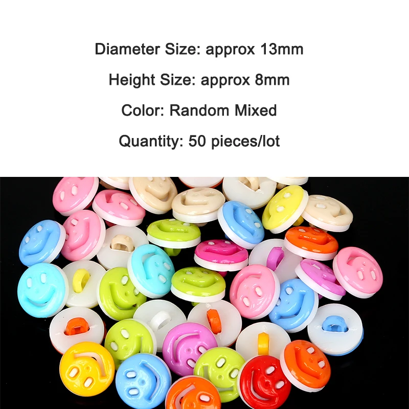 50pcs 13x8mm Shank Round Smile Buttons Child Plastic Button for DIY Kid Clothing Sewing Crafts Scrapbooking Random Mixed Colors
50pcs 13x8mm Shank Round Smile Buttons Child Plastic Button for DIY Kid Clothing Sewing Crafts Scrapbooking Random Mixed Colors