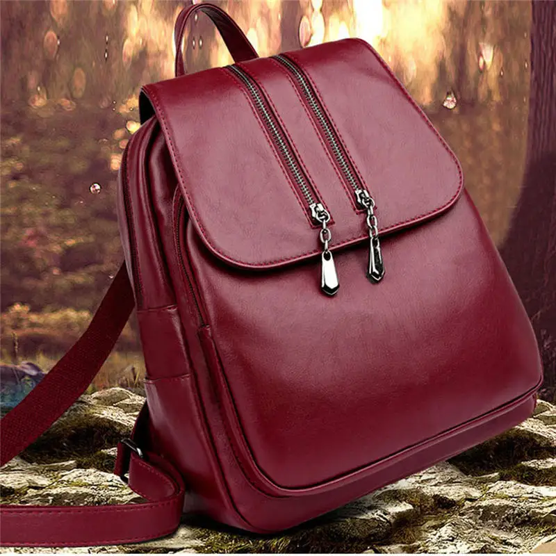 Fashion Women leather backpack ladies travel computer bag School Shoulder Bag Multifunctional Zipper | Багаж и сумки