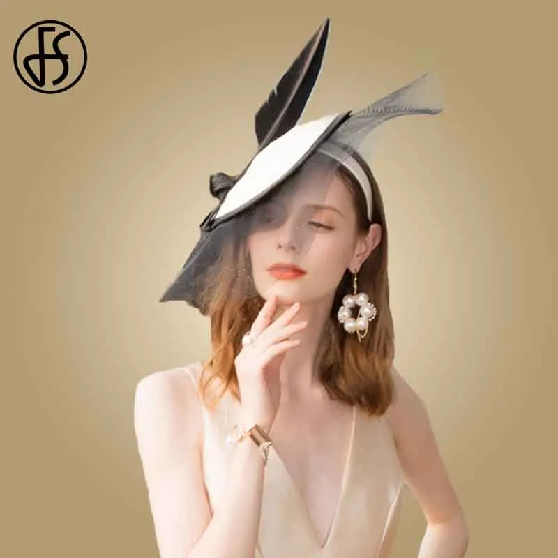 FS Fascinator Black And White Wedding Hats For Women Elegant British Tea Party Hats Feather Pink Hat Church Chapeau Fedoras
FS Fascinator Black And White Wedding Hats For Women Elegant British Tea Party Hats Feather Pink Hat Church Chapeau Fedoras
