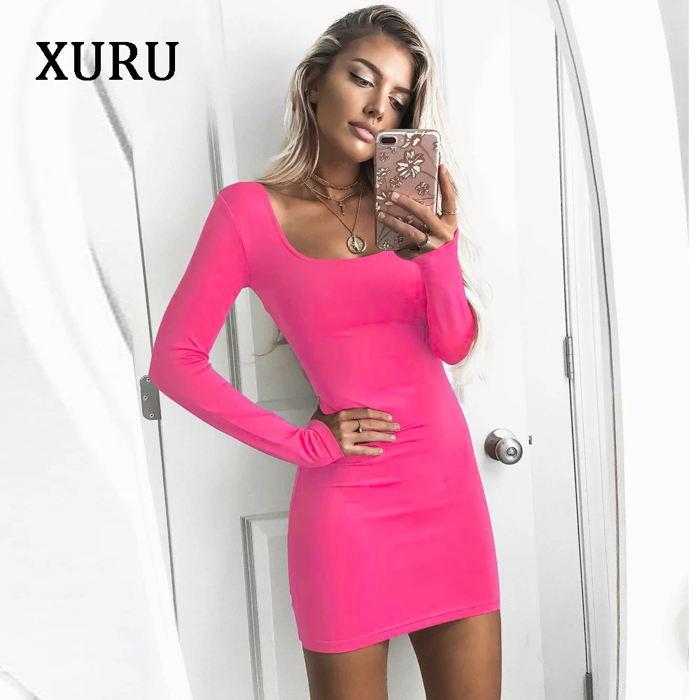 XURU Autumn Women Long Sleeve Dress Burgundy Rose-red Black Square Neck Solid Dresses Office Lady Elegant Bodycon Dress Vestidos
XURU Autumn Women Long Sleeve Dress Burgundy Rose-red Black Square Neck Solid Dresses Office Lady Elegant Bodycon Dress Vestidos