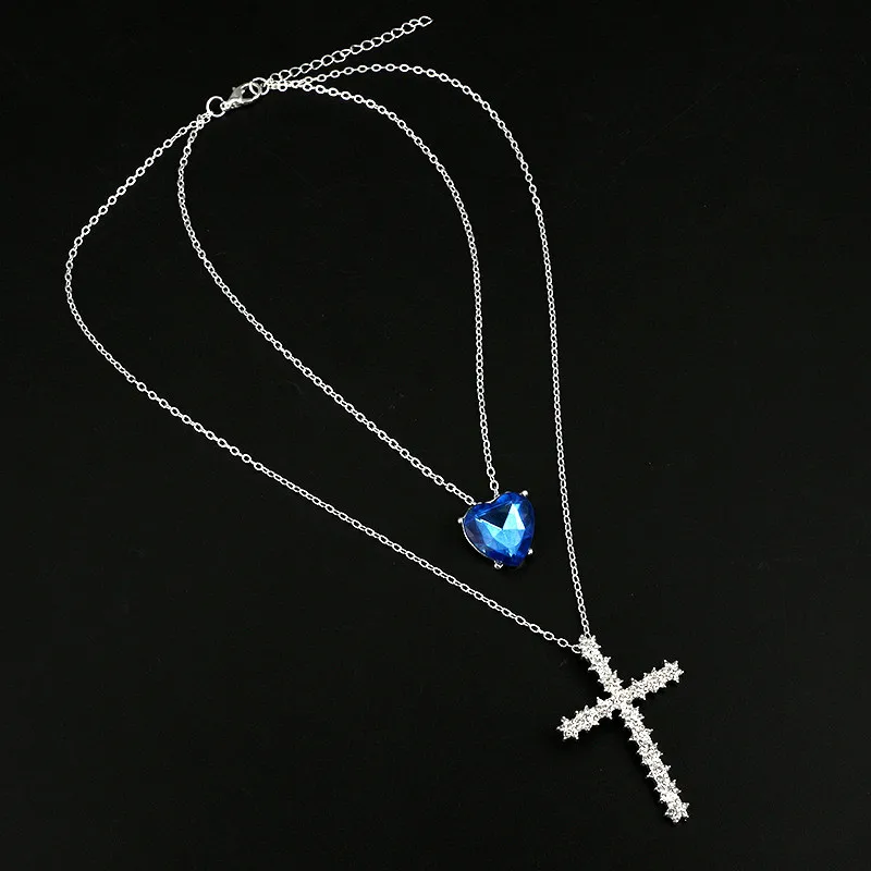 Luxury Double Layer Ocean Heart Crystal Cross Pendant Necklace Silver Color Chain Necklace Party Gift
Luxury Double Layer Ocean Heart Crystal Cross Pendant Necklace Silver Color Chain Necklace Party Gift
