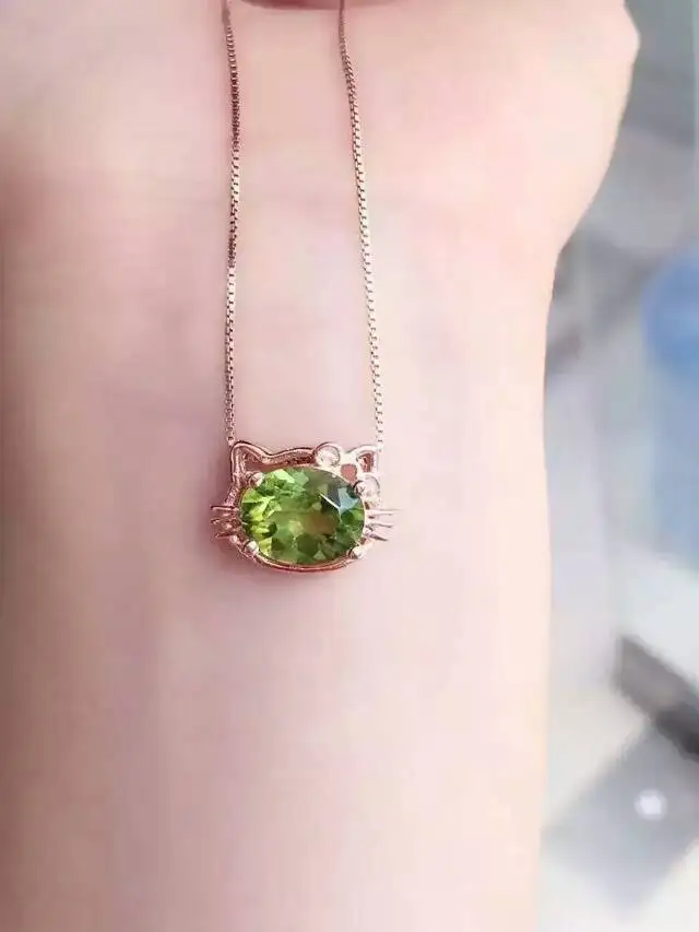 natural green peridot pendant S925 silver Natural olivine Pendant Necklace trendy elegant Lovely cat women party girl jewelry
natural green peridot pendant S925 silver Natural olivine Pendant Necklace trendy elegant Lovely cat women party girl jewelry