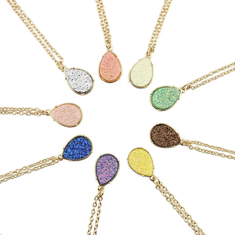 Gold & Tone 9 Colors Option Druzy Quartz Teardrop Pendant Necklace Rock Crystals Pendant Necklace Teardrop Necklace
Gold & Tone 9 Colors Option Druzy Quartz Teardrop Pendant Necklace Rock Crystals Pendant Necklace Teardrop Necklace