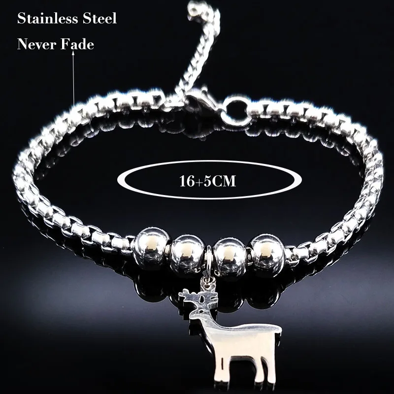 2021 Deer Silver Color Bracelets for Women Stainless Steel Chain Bracelet Jewelry Christmas Gift pulseira feminina B17830
2021 Deer Silver Color Bracelets for Women Stainless Steel Chain Bracelet Jewelry Christmas Gift pulseira feminina B17830