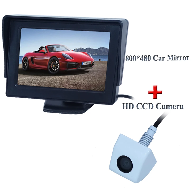 

New 2 in 1, 4.3" TFT LCD Car Mirror Monitors Sunvisor+Rear View Camera Reverse Backup Parking Assistance+Factory warranty