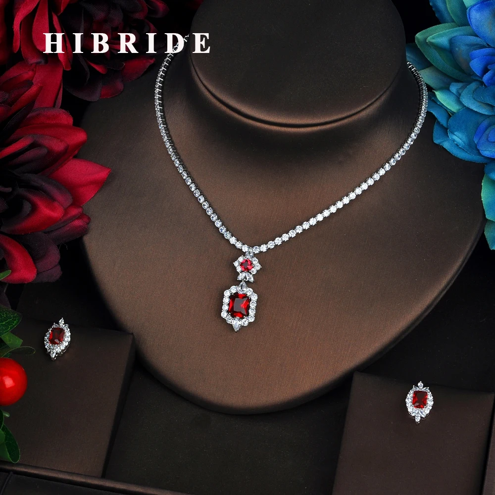 HIBRIDE очаровательные красные Роскошные блестящие кубические кристаллы Ювелирные наборы для женщин ожерелье серьги для помолвки Ювелирные н...
HIBRIDE очаровательные красные Роскошные блестящие кубические кристаллы Ювелирные наборы для женщин ожерелье серьги для помолвки Ювелирные н...