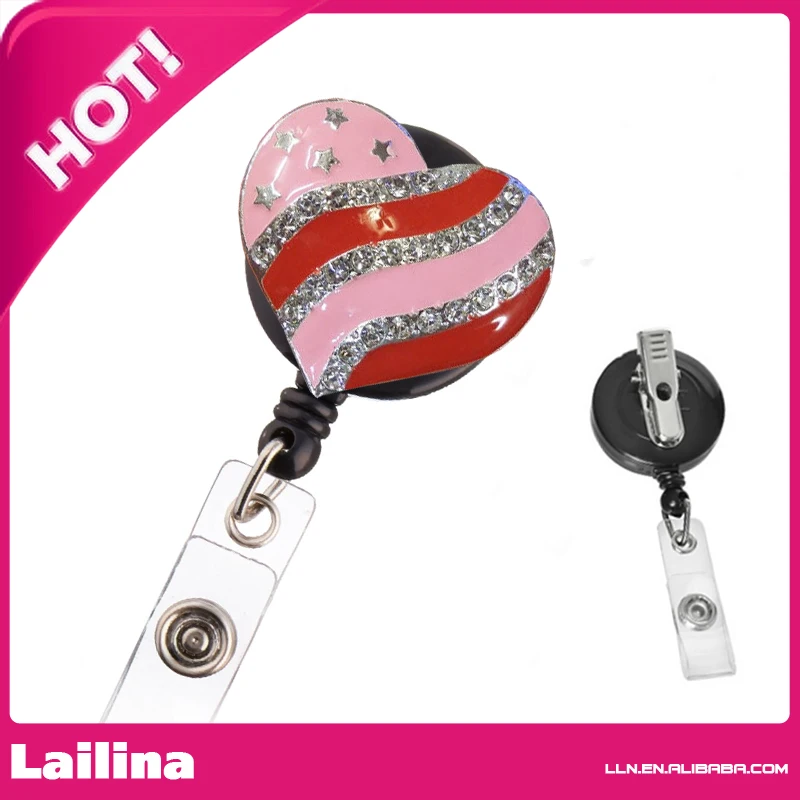 Bling Rhinestone Retractable Badge Reel/ ID Badge Holder / Brooch / Pendant / Id Badge Holder (Pink Heart Shape USA Flag )
Bling Rhinestone Retractable Badge Reel/ ID Badge Holder / Brooch / Pendant / Id Badge Holder (Pink Heart Shape USA Flag )