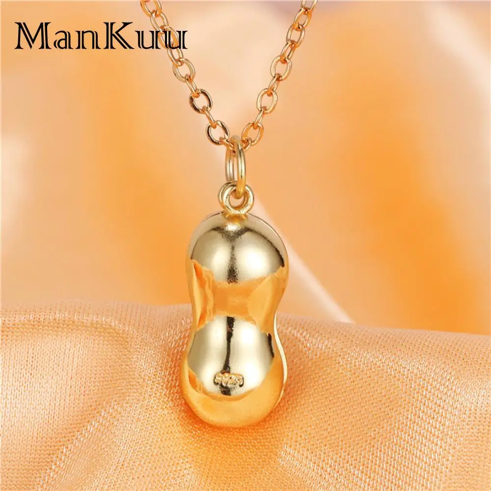 Gold Silver Lucky Peanut Pendant Necklaces 6-7mm Round Natural Freshwater Pearl Necklace Openable Cute For Women | Украшения и