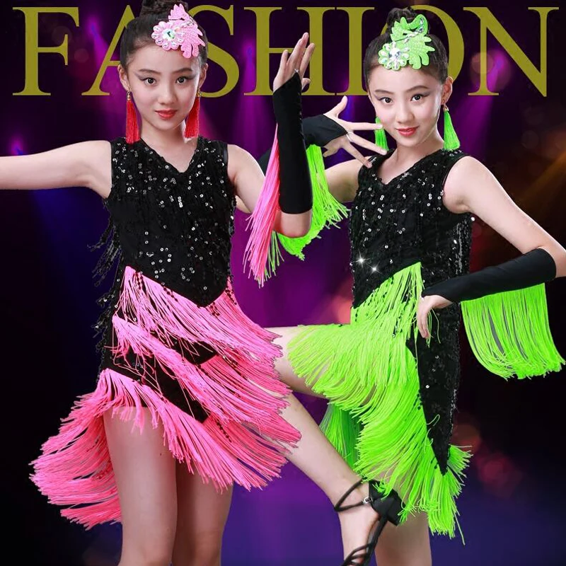 Green Girls Tassels Sequined Latin dancing dress Kids Ballroom Salsa Dance wear Outfits Party Stage wear costumes with Gloves
Green Girls Tassels Sequined Latin dancing dress Kids Ballroom Salsa Dance wear Outfits Party Stage wear costumes with Gloves