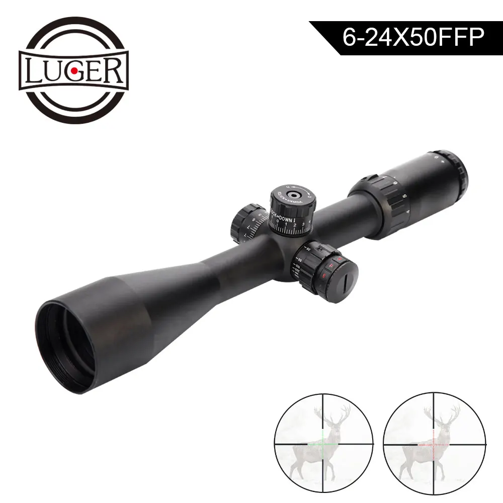 LUGER 6 24X50 FFP тактический оптический прицел боковой Параллакс стекло травление