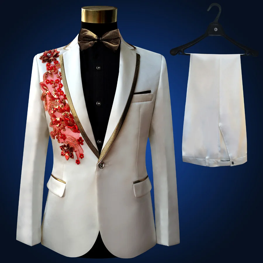 Костюм Свадебный Мужской с вышивкой и бриллиантами 9 цветов 4XL|wedding dresses pick ups|wedding
