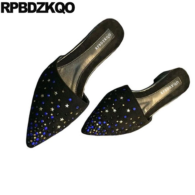 Rhinestone Pink Ladies Beautiful Flats Shoes Large Size Pointed Toe Slippers Black Crystal Stud Mules Suede Metal Sandals Women
Rhinestone Pink Ladies Beautiful Flats Shoes Large Size Pointed Toe Slippers Black Crystal Stud Mules Suede Metal Sandals Women